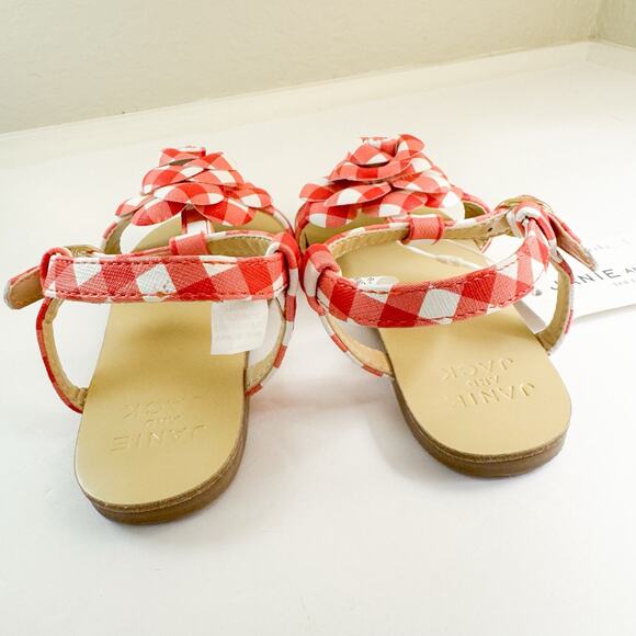 Janie & Jack Red Gingham Flower Sandals, 8T Toddler Girls NWT! - Picture 6 of 7